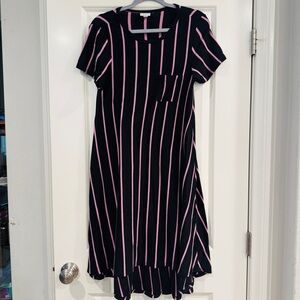 LuLaRoe Dress Black with Pink Vertical Stripes Size XS